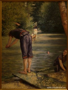 Badande på stranden av Yerres Badande på stranden av Yerres