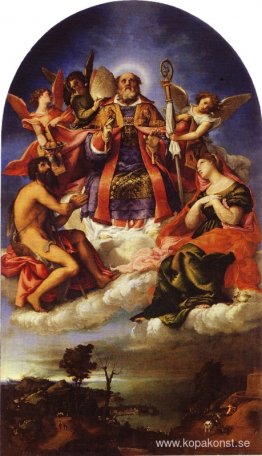 St. Nicholas in Glory med St. John the Baptist, St. Lucy och ned St. Nicholas in Glory med St. John the Baptist, St. Lucy och ned