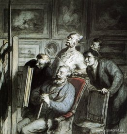 Besökare i en målares verkstad Besökare i en målares verkstad