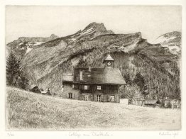 Skolbyggnad av Diablerets - kanton Vaud, Schweiz Skolbyggnad av Diablerets - kanton Vaud, Schweiz