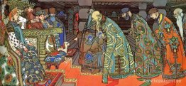Köpmän. Illustration till Alexander Pushkins "Sagan om tsaren Sa Köpmän. Illustration till Alexander Pushkins "Sagan om tsaren Sa