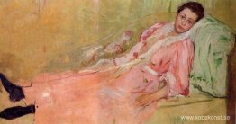 Lydia läser på en divan Lydia läser på en divan