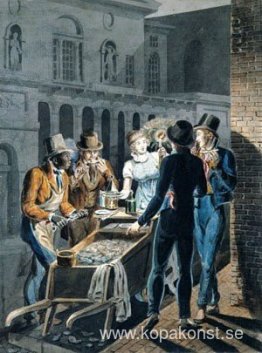 Nattliv i Philadelphia - En Oyster Barrow framför Chestnut Stree Nattliv i Philadelphia - En Oyster Barrow framför Chestnut Stree