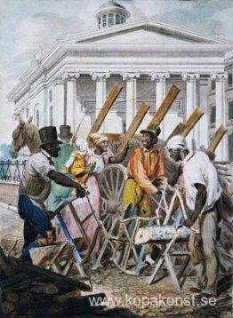 Black Sawyers som arbetar framför Bank of Pennsylvania, Philadel Black Sawyers som arbetar framför Bank of Pennsylvania, Philadel