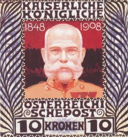 Design för jubileumsfrimärket med den österrikiske kejsaren Fran Design för jubileumsfrimärket med den österrikiske kejsaren Fran