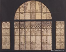 Kyrkan Am Steinhof, ritning av västra fönster Kyrkan Am Steinhof, ritning av västra fönster