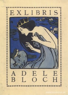 Exlibris Adele Bloch - Bokskylt med prinsessa och groda Exlibris Adele Bloch - Bokskylt med prinsessa och groda
