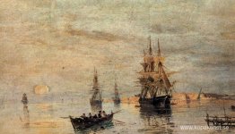 Segelfartyg i gryningen Segelfartyg i gryningen