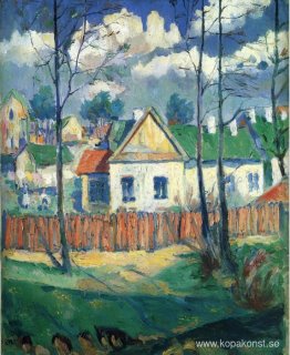 Vårlandskap med stuga Vårlandskap med stuga