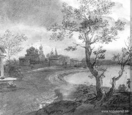 Landskap med en flod på en månbelyst natt Landskap med en flod på en månbelyst natt