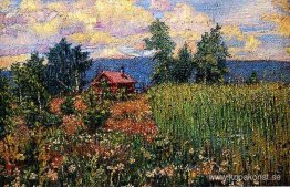 Landskap med ett rosa hus Landskap med ett rosa hus