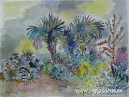 Palmer, grå och gul himmel Palmer, grå och gul himmel