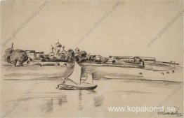 Novgorod. Antonius romaren. Utsikt från floden. Novgorod. Antonius romaren. Utsikt från floden.