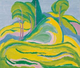 Landskap med kullar och träd Landskap med kullar och träd