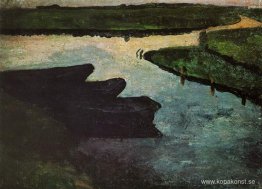 Kärrränna med torvpråmar Kärrränna med torvpråmar