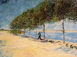 Gå längs stranden av Seine nära Asnieres Gå längs stranden av Seine nära Asnieres
