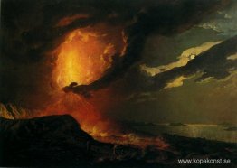 Vesuvius i utbrott, med utsikt över öarna i Neapelbukten Vesuvius i utbrott, med utsikt över öarna i Neapelbukten