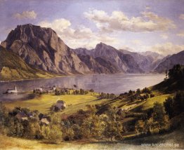 Traunsee med Orth-slottet Traunsee med Orth-slottet
