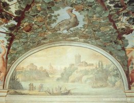 Landskap med båtar på en flod Landskap med båtar på en flod