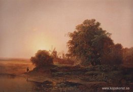 Sommarlandskap med väderkvarnar Sommarlandskap med väderkvarnar