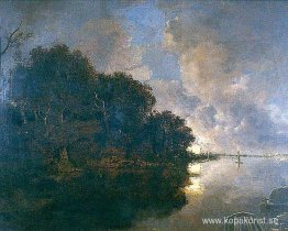 Bryggefloden, Oostende i fjärran – månsken Bryggefloden, Oostende i fjärran – månsken