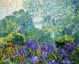 Landskap med violetta iris Landskap med violetta iris