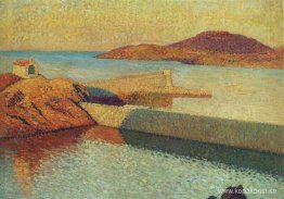 Ingången till hamnen Collioure Ingången till hamnen Collioure