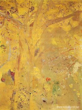 Träd mot en gul bakgrund Träd mot en gul bakgrund