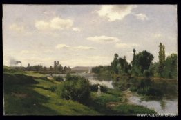 Floden Seine vid Mantes Floden Seine vid Mantes