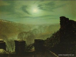 Fullmåne bakom Cirrus Cloud från Roundhay Park Castle Battlement Fullmåne bakom Cirrus Cloud från Roundhay Park Castle Battlement