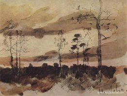 Solnedgång. Skogskant. Solnedgång. Skogskant.