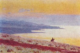 Lake Issyk Kul på kvällen Lake Issyk Kul på kvällen