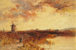 Scen med en väderkvarn Scen med en väderkvarn