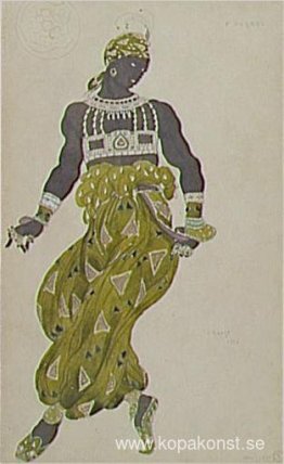 Negro guld teckning Shéhérazade kostym, balett Diaghilev Negro guld teckning Shéhérazade kostym, balett Diaghilev