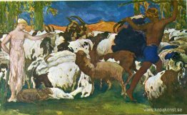 Daphnis och Chloe bjuder varandra godnatt (Design för en dekorat Daphnis och Chloe bjuder varandra godnatt (Design för en dekorat