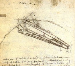 En av Leonardo da Vincis mönster för en ornithopter En av Leonardo da Vincis mönster för en ornithopter