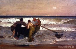 Pushing off the boat at Sea Bright, New Jersey Pushing off the boat at Sea Bright, New Jersey