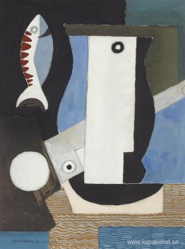 Komposition cubiste au portrait, poisson et clair de lune Komposition cubiste au portrait, poisson et clair de lune