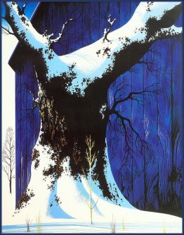 Blå lada och snö Blå lada och snö