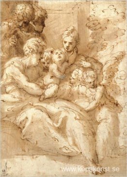 Helig familj med herdar och änglar Helig familj med herdar och änglar