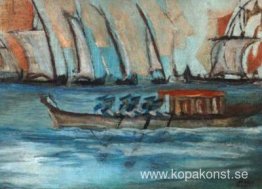 Båt med sjömän Båt med sjömän