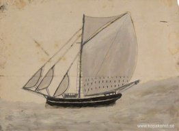 Segelbåt med fransk-grå segel Segelbåt med fransk-grå segel