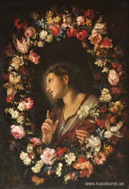 Bebådelsens ängel i en krans av blommor Bebådelsens ängel i en krans av blommor