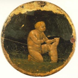 Putto och en liten hund - baksidan av Berlin Tondo Putto och en liten hund - baksidan av Berlin Tondo