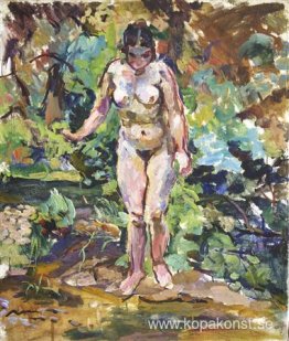 Naken på en grön bakgrund Naken på en grön bakgrund