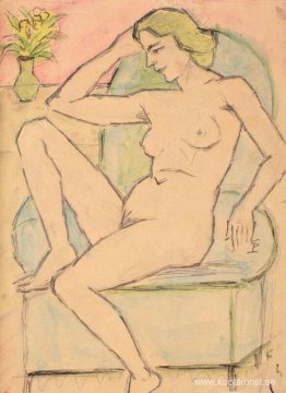 Naken i grön stol Naken i grön stol