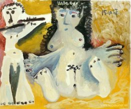 Sittande man spelar flöjt Sittande man spelar flöjt