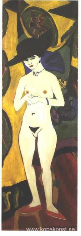 Naken kvinna med svart hatt Naken kvinna med svart hatt