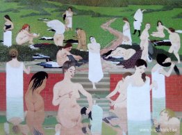 Badet, sommarkväll Badet, sommarkväll