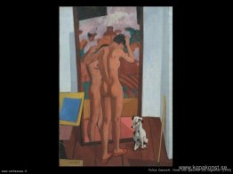 Nudo allo specchio med cagnolino Nudo allo specchio med cagnolino